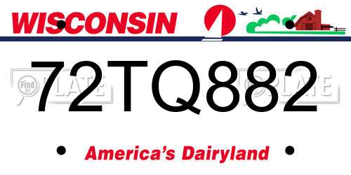 72TQ882 Wisconsin License Plate