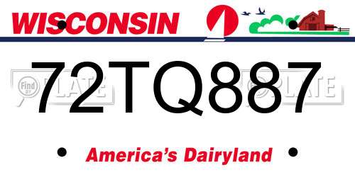 72TQ887 Wisconsin License Plate