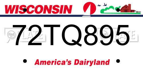 72TQ895 Wisconsin License Plate