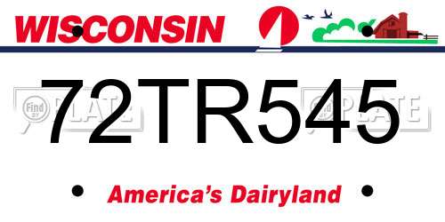72TR545 Wisconsin License Plate