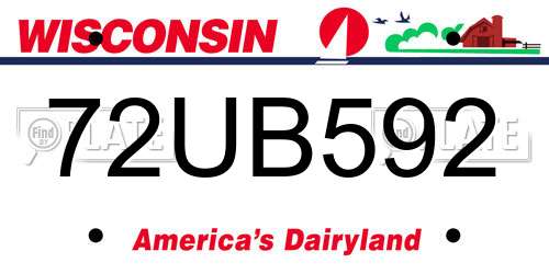 72UB592 Wisconsin License Plate