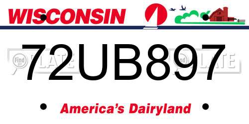 72UB897 Wisconsin License Plate