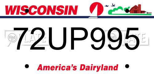 72UP995 Wisconsin License Plate