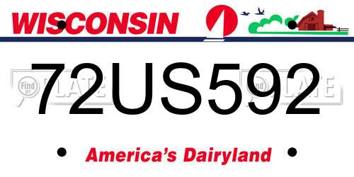 72US592 Wisconsin License Plate