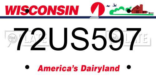 72US597 Wisconsin License Plate