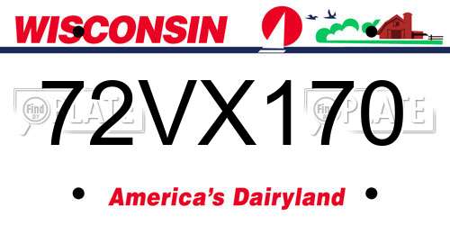 72VX170 Wisconsin License Plate