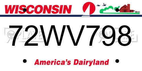 72WV798 Wisconsin License Plate