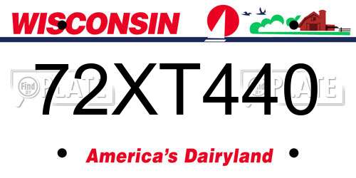 72XT440 Wisconsin License Plate