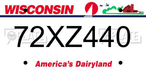 72XZ440 Wisconsin License Plate