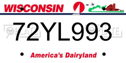 72YL993 Wisconsin License Plate