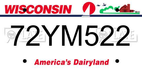 72YM522 Wisconsin License Plate