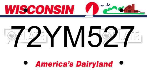 72YM527 Wisconsin License Plate