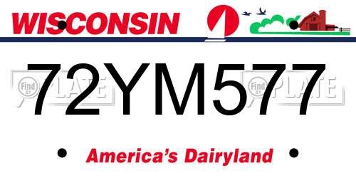 72YM577 Wisconsin License Plate