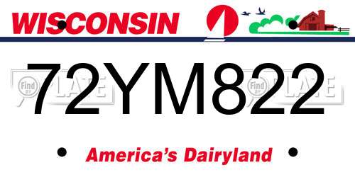 72YM822 Wisconsin License Plate
