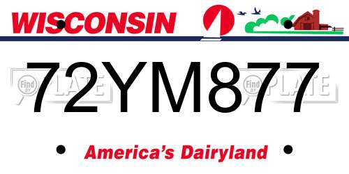 72YM877 Wisconsin License Plate