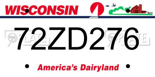 72ZD276 Wisconsin License Plate