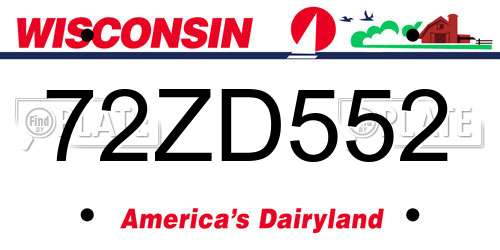 72ZD552 Wisconsin License Plate
