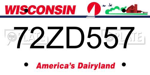 72ZD557 Wisconsin License Plate