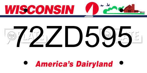 72ZD595 Wisconsin License Plate