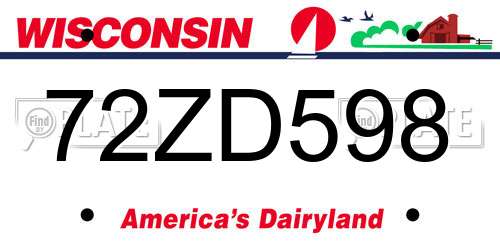 72ZD598 Wisconsin License Plate