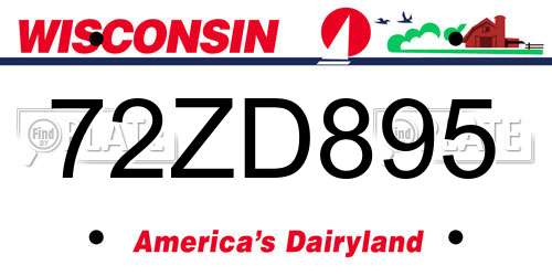 72ZD895 Wisconsin License Plate
