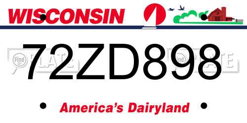 72ZD898 Wisconsin License Plate