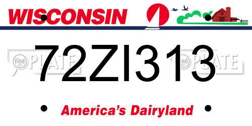 72ZI313 Wisconsin License Plate