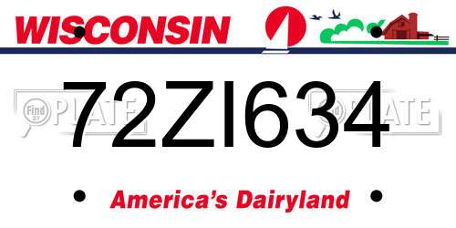 72ZI634 Wisconsin License Plate