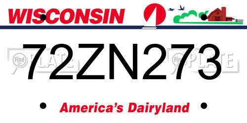 72ZN273 Wisconsin License Plate