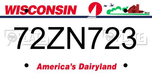 72ZN723 Wisconsin License Plate