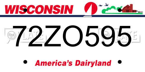 72ZO595 Wisconsin License Plate