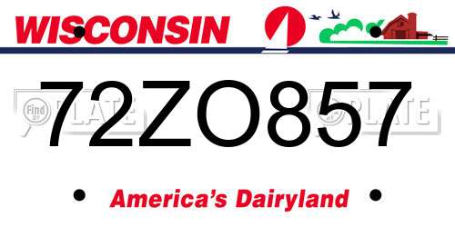 72ZO857 Wisconsin License Plate