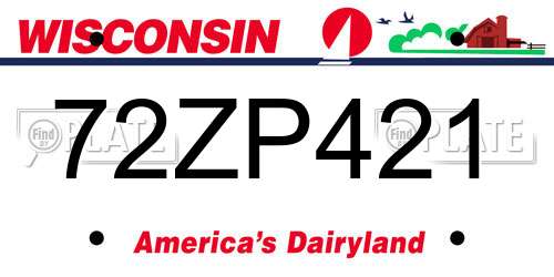 72ZP421 Wisconsin License Plate