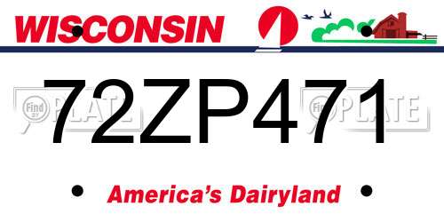 72ZP471 Wisconsin License Plate