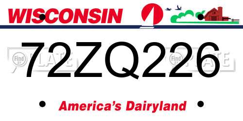 72ZQ226 Wisconsin License Plate