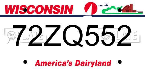 72ZQ552 Wisconsin License Plate