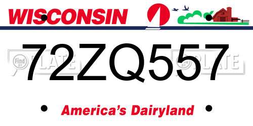 72ZQ557 Wisconsin License Plate