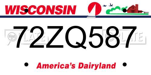 72ZQ587 Wisconsin License Plate