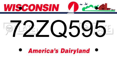 72ZQ595 Wisconsin License Plate