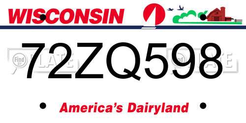 72ZQ598 Wisconsin License Plate