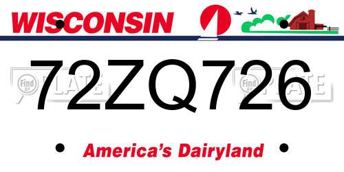 72ZQ726 Wisconsin License Plate