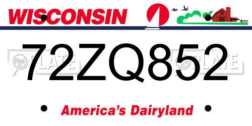 72ZQ852 Wisconsin License Plate