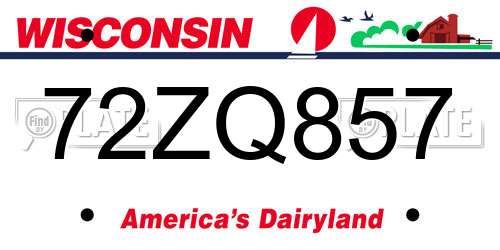 72ZQ857 Wisconsin License Plate