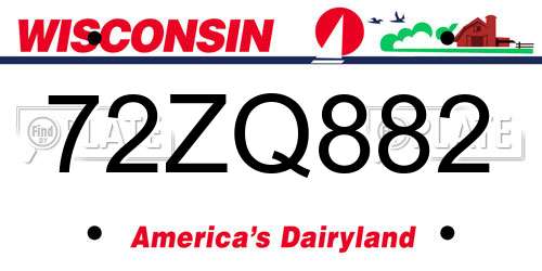 72ZQ882 Wisconsin License Plate