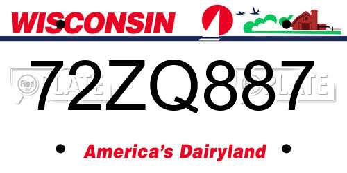 72ZQ887 Wisconsin License Plate