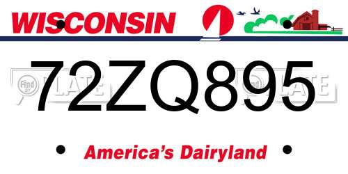 72ZQ895 Wisconsin License Plate