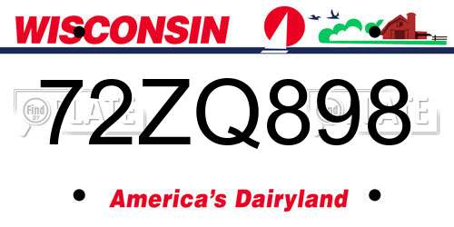 72ZQ898 Wisconsin License Plate