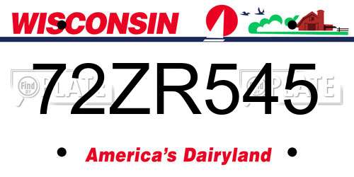 72ZR545 Wisconsin License Plate