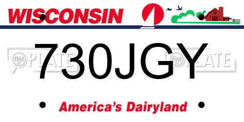 730JGY Wisconsin License Plate