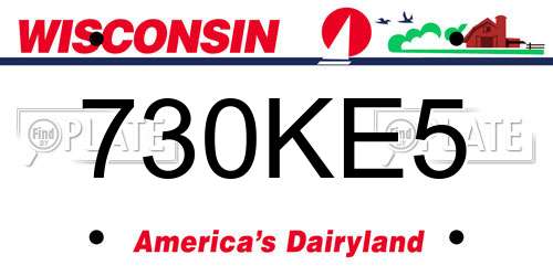 730KE5 Wisconsin License Plate